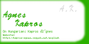 agnes kapros business card